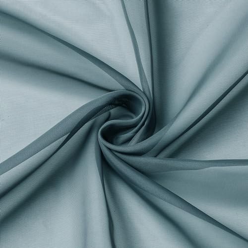 Dusty Blue Sheer Curtains 63 Inch Length 2 Panels Set (40"W x 63"L (Pack of 2) / Dusty Blue)