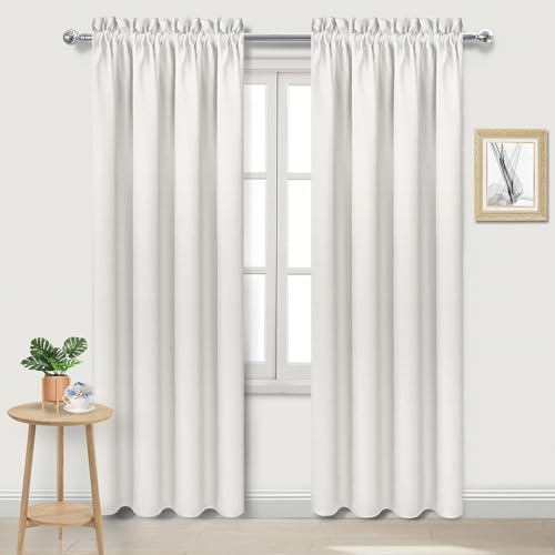 Blackout Curtains for Bedroom Living Room 38 x 84 Inch Long Ivory (Ivory / 38"W x 84"L (Pack of 2))