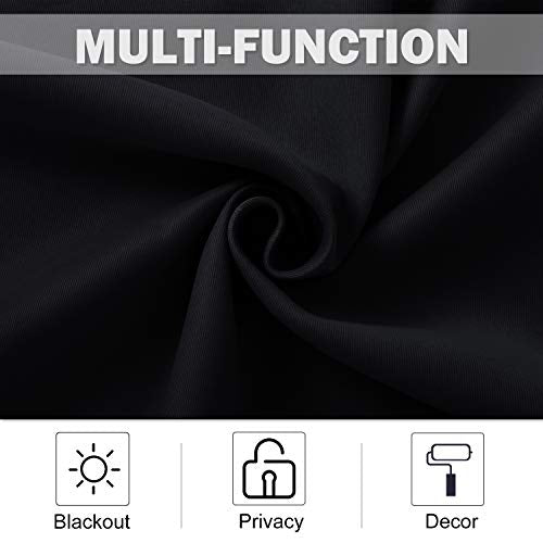 Black Small Window Curtains for Cafe Kitchen Laundry (Black / 42"W x 36"L (Pack of 2))