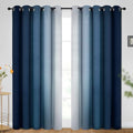 Ombre Blue to Grey White Curtains for Living Room 70Wx84L (70"W x 84"L (Pack of 2) / Blue)