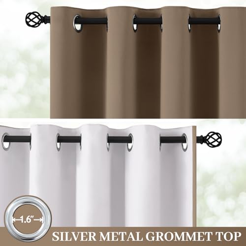 Khaki Blackout Curtains 84 Inches Long for Bedroom 50" Wide 2 Panel (50"W x 84"L (Pack of 2) / Khaki With White Backing)