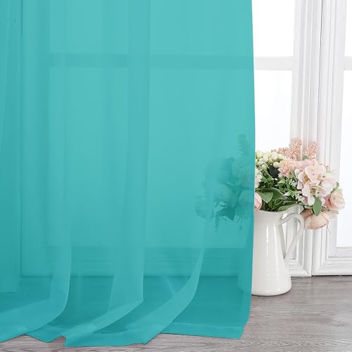 Turquoise Sheer Curtains 108 Inches Long (Turquoise / 42"W x 108"L (Pack of 2))