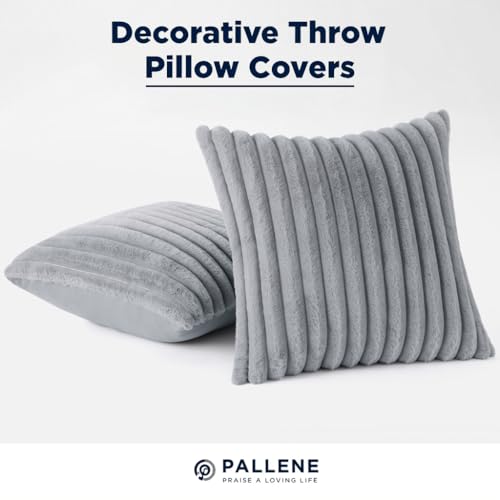 Faux Fur Decorative Throw Pillow Covers 24x24 Set of 2 (Grey / 24" x 24" (Pack of 2))