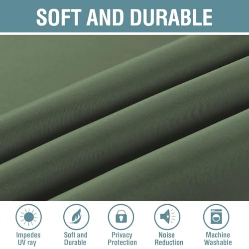 Blackout Curtain for Living Room Thermal Insulated Window Treatment Curtain Extra Long 84 inch Length Energy Saving Solid Grommet Top Blackout Drape (52"W x 84"L (Pack of 1) / Bronze Green)