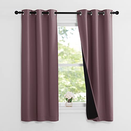 Dry Rose 100% Blackout Lined Curtains (Dry Rose / 37"W x 63"L (Pack of 2))