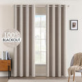 100% Blackout Linen Curtains for Bedroom 52x108 Inches Khaki (Khaki / 52"W x 108"L (Pack of 2))