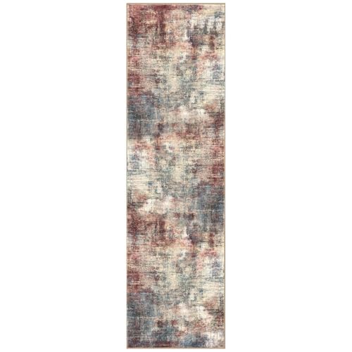 Abstract Runner Rug 3x10 Ft Washable Runners for Hallways (Red/Multi / 3' x 10' (Rectangular))