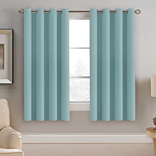 Blackout Curtain for Living Room Thermal Insulated Window Treatment Curtain Extra Long 63 inch Length Energy Saving Solid Grommet Top Blackout Drape (52"W x 63"L (Pack of 1) / Mineral Blue)