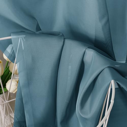 Dusty Blue Sheer Curtains 63 Inch Length 2 Panels Set (40"W x 63"L (Pack of 2) / Dusty Blue)