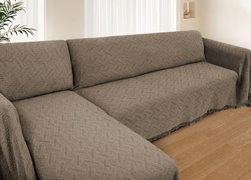 2 Piece Sectional Couch Cover for L Shape Sofa Taupe XXL (Taupe / XX-Large)