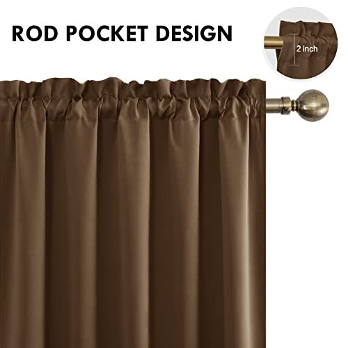 Wide Blackout Curtains for Bedroom Living Room 60 x 84 Inch Long Brown (Brown / 60"W x 84"L (Pack of 2))