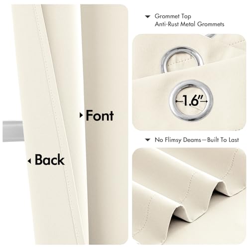 Blackout Curtains for Bedroom 2 Panels 40 x 45 Inch Long Beige White (Beige White / 40"W x 45"L (Pack of 2))