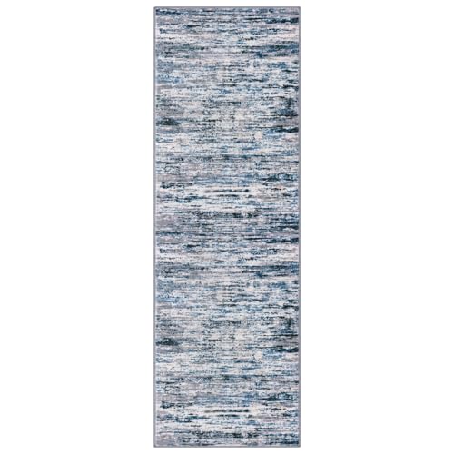 Modern Abstract Runner Rug 3x8 (3' x 8' (Runner) / Grey Blue White)