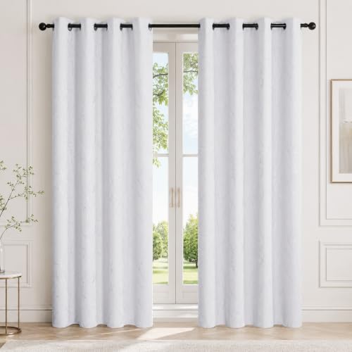 Living Room Curtains 45 Inches Long (Greyish White/Tree Branch / 42"W x 45"L (Pack of 2))