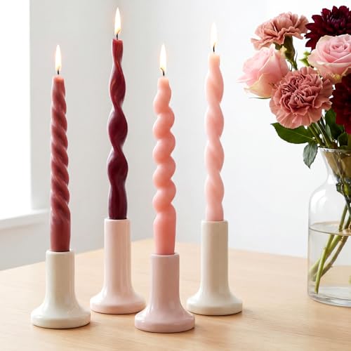 4 Pcs Twisted Taper Candles (Pure / 7.87 Inch / Purple)