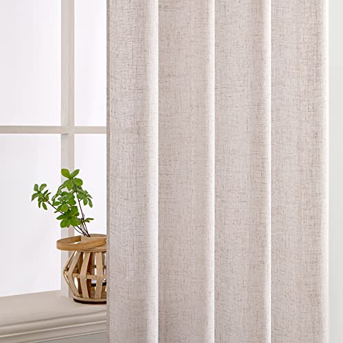 Natural White Linen Curtains 52x96 Inch Long 2 Panels for Bedroom (52"W x 96"L (Pack of 2) / Natural Linen White)