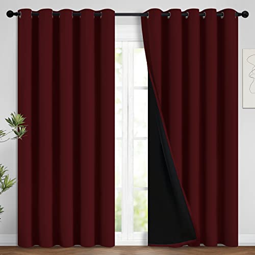 100% Blackout Lined Panels (62"W x 84"L (Pack of 2) / Burgundy Red)