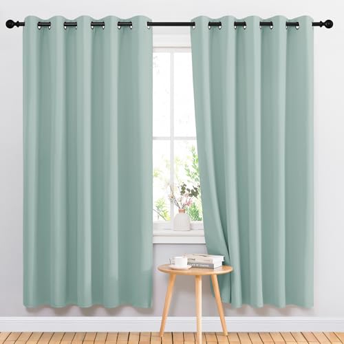Bedroom Curtains Blackout Drapery Panels (Aqua / 70"W x 72"L (Pack of 2))
