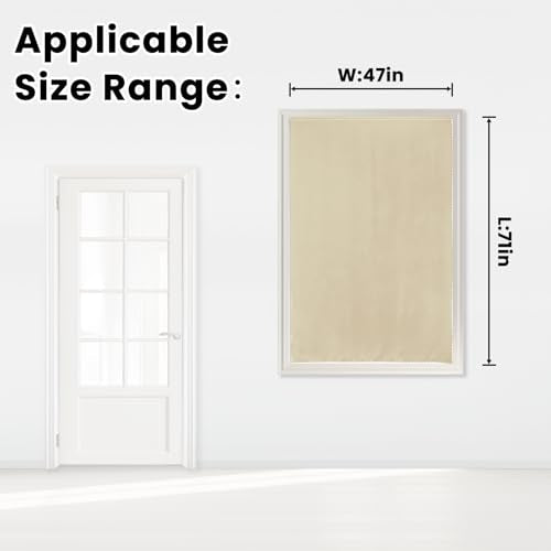 Self Adhesive Portable Blackout Curtains for Bedroom Easy to Install Window Thermal Lnsulated Kitchen Room Darkening Small Window Curtains (47"W x 71"L (Pack of 1) / Beige)