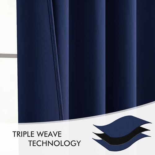 Navy Blue Back Tab Blackout Curtains 52x84 Inch Length 2 Panels Set (Navy Blue / 52"W x 84"L (Pack of 2))
