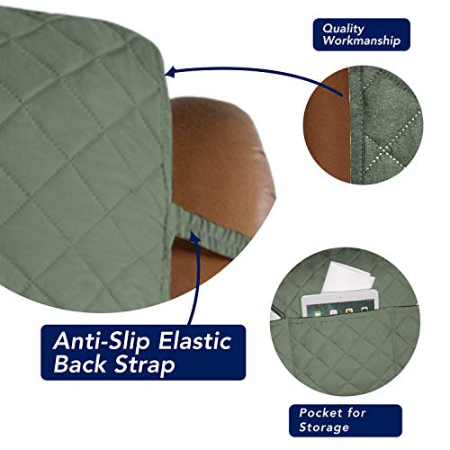 Reversible Recliner Chair Covers Couch Covers for Dogs (Large Recliner / Greyish Green/Beige)