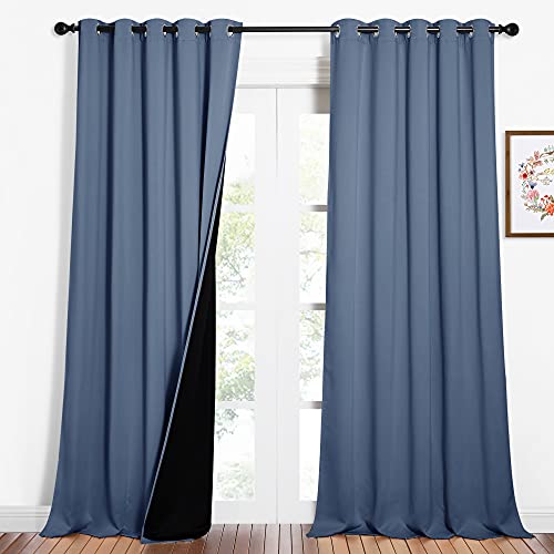 100% Blackout Curtains 95 inches Long (Stone Blue / 62"W x 95"L (Pack of 2))