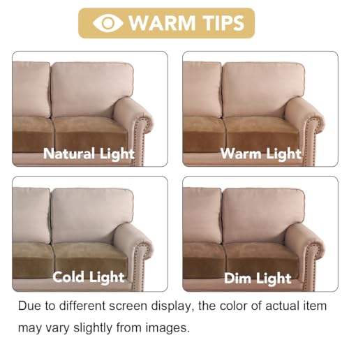 Velvet Stretch Couch Cushion Cover Plush Cushion Slipcover for Chair Loveseat Sofa Cushion Furniture Protector Seat Cushion Sofa Cover (Camel / 2 Cushion Loveseat)
