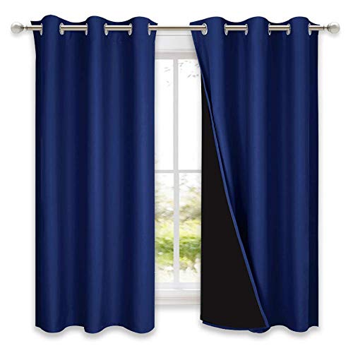 100% Blackout Curtains 54 inches Long (Royal Blue / 42"W x 54"L (Pack of 2))