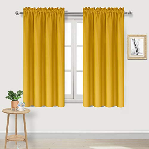 Blackout Curtains for Bedroom Living Room 38 x 54 Inch Long Yellow (Yellow / 38"W x 54"L (Pack of 2))