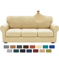 4 Piece Stretch Sofa Cover (71"-91"(3 Cushions) / Beige)