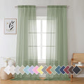 Sage Green Sheer Curtains 96 Inch Length 2 PCS (40"W x 96"L (Pack of 2) / Sage Green)