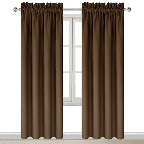 Blackout Curtains for Bedroom Living Room 38 x 84 Inch Long Brown (Brown / 38"W x 84"L (Pack of 2))