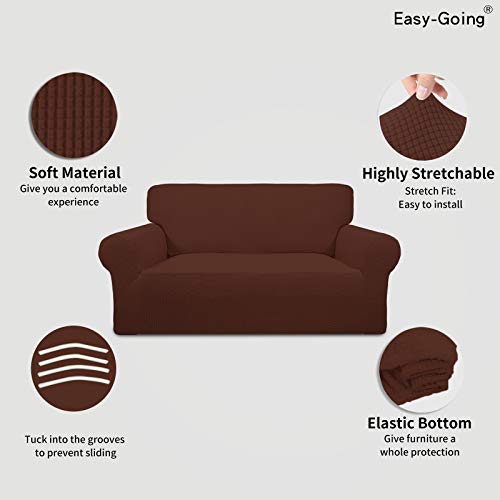 Stretch Loveseat Couch Covers Washable Coffee (Medium Loveseat / Coffee)