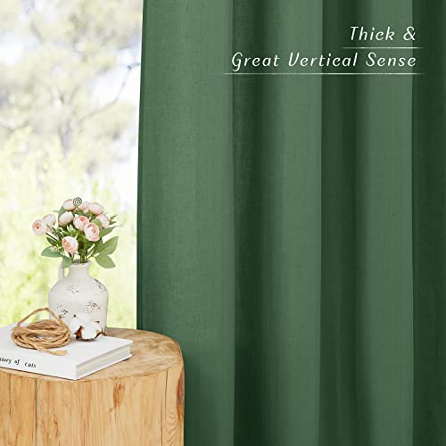 Linen Curtains for Windows 90 inch Long (Olive Green / 42"W x 90"L (Pack of 2))