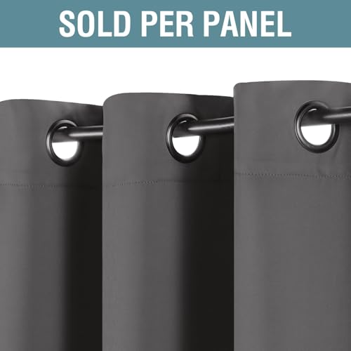 Blackout Grey Curtains for Patio Door Thermal Insulated Living Room Curtains (52"W x 90"L (Pack of 1) / Charcoal Gray)