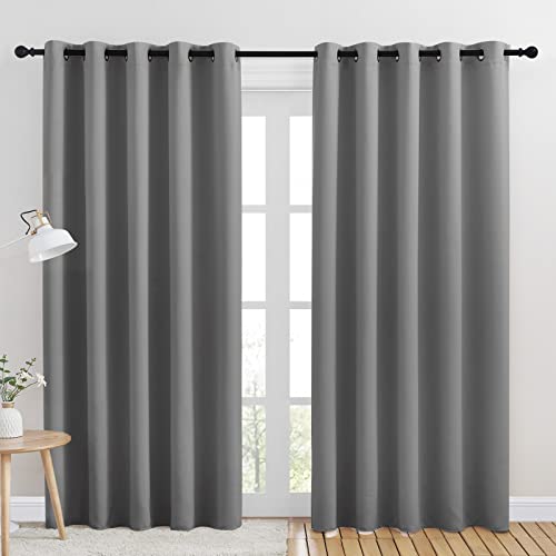 Bedroom Curtains Blackout Drapery Panels (Silver Gray / 70"W x 84"L (Pack of 2))