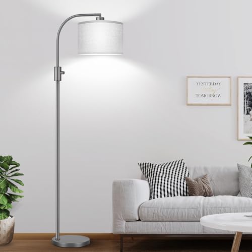 Upgraded Modern Arc Dimmable Tall Standing Floor Lamp with Gray Shade (Gray-Gray Shade)
