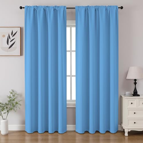 Light Blue Blackout Curtains 84 inch Length 2 Panels Set (Light Blue / 52"W x 84"L (Pack of 2))