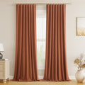 Terracotta 100% Blackout Curtains 90 Inch Length 2 Panels Set Fall Curtains for Living Room Bedroom Back Tab Thermal Insulated Black Out Linen Drapes (Terracotta / 52"W x 90"L (Pack of 2))