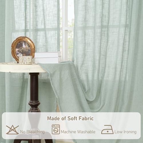 Living Room Linen Curtains (Light Sage / 52"W x 90"L (Pack of 2))