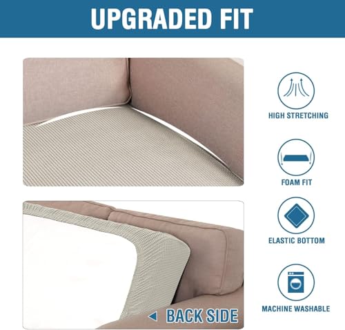 Super Stretch Individual Seat Cushion Covers Sofa Covers Couch Cushion Covers Slipcover Sets Thick Jacquard Textured Twill Fabric (Island Fossi / 1 Cushion Chair)