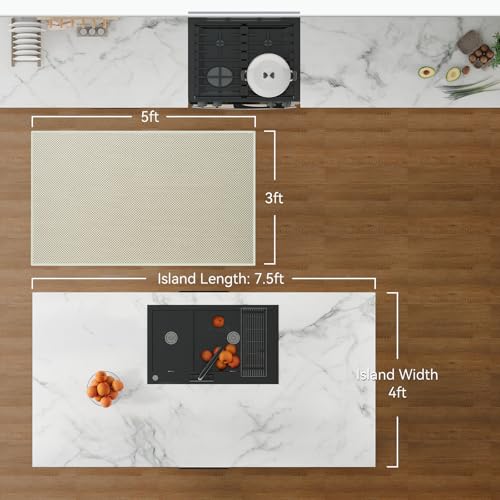 3x5 ft Area Rug Entryway Runner Kitchen Rugs Non Slip Washable Beige (Beige / 3' x 5')