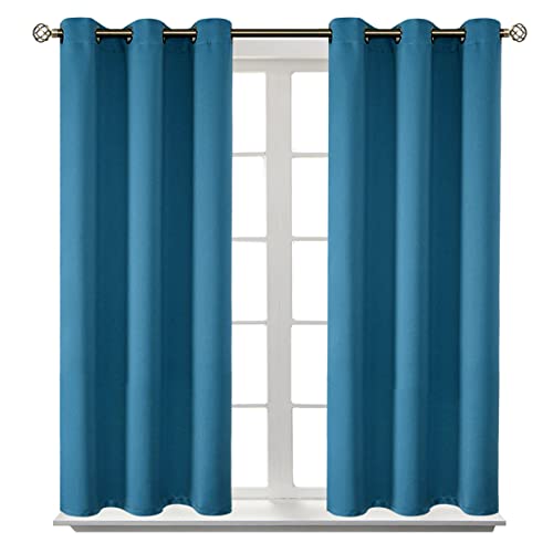Short Curtains for Small Window 54 Inch Long (Steel Blue / 38"W x 54"L (Pack of 2))