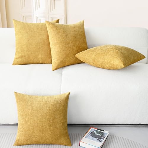 Decorative Couch Throw Pillow Covers 18 X 18 Inches Gold (18" x 18" (Pack of 4) / Gold)