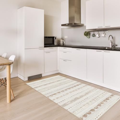 Boho 2x4 Washable Area Rug Non Slip Carpet for Entryway Beige (Beige Brown / 2' X 4' (Rectangular))