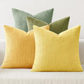 Soft Corduroy Decorative Throw Pillow Covers Yellow Green 18x18 (18" x 18" (Pack of 4) / Orange Yellow)