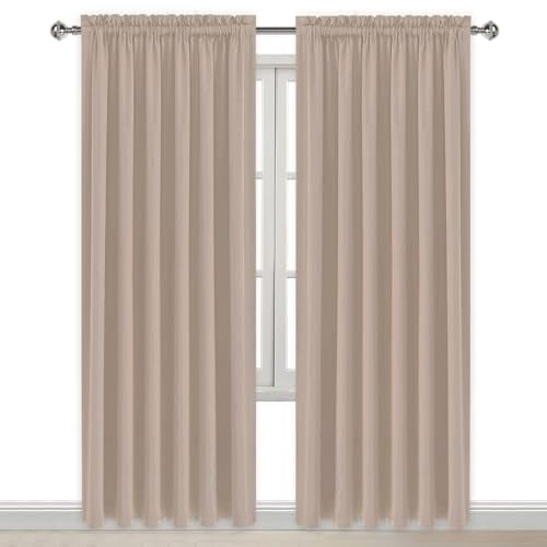 Wide Blackout Curtains for Bedroom Living Room 70 x 84 Inch Long Camel (Camel / 70"W x 84"L (Pack of 2))