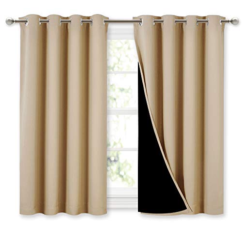 Bedroom Full Blackout Curtain Panels (Biscotti Beige / 52"W x 45"L (Pack of 2))