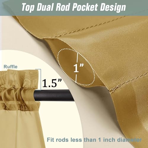 Gold Sheer Curtains for Window 72 inches Long 2 Panels Set (42"W x 72"L (Pack of 2) / Gold)