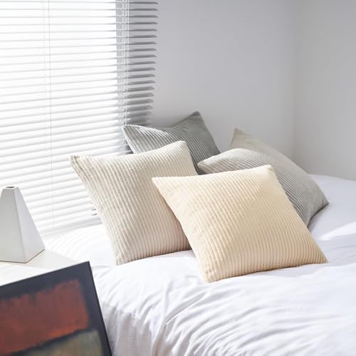 4 Packs Neutral Decorative Throw Pillows Covers 18x18 Inch for Living Room Couch Bed Sofa (Neutral / 18" x 18" (Pack of 4))